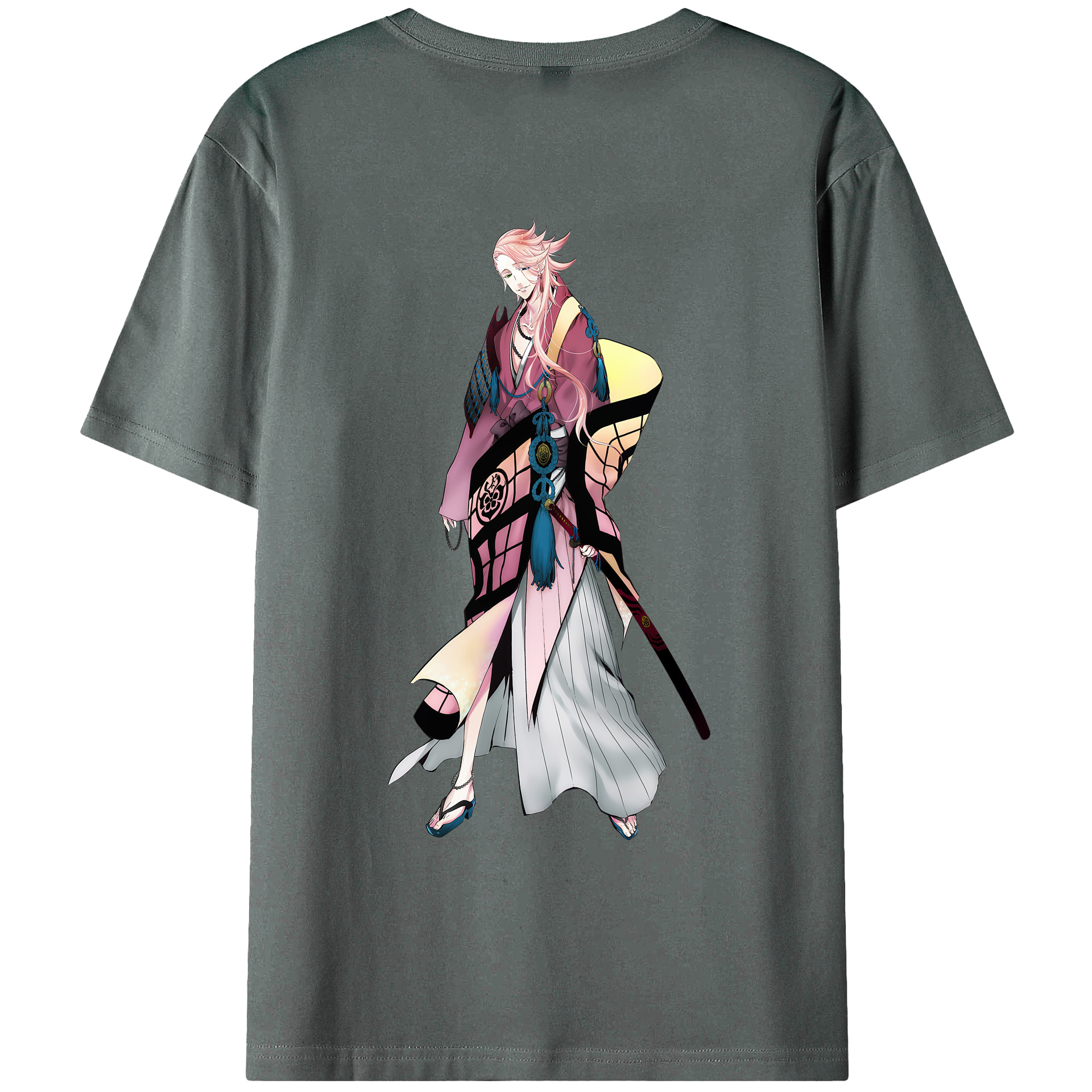 （画像用） 刀剣乱舞 Touken Ranbu 綿100％ メンズ半袖Tシャツ（バックプリント） 通気性